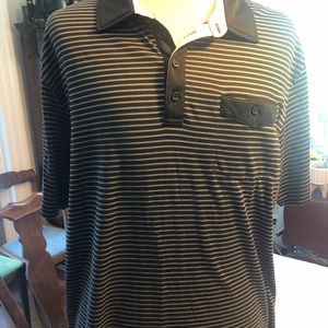 Travis Matthew polo shirt men XLarge Black and gray striped